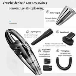 Blinxz.store – Kruimeldief – Draadloze Handstofzuiger – Autostofzuiger – Nat & Droog – 120 W – 2200 mAh – Inclusief Accessoires en Opbergzak — thumbnail 4