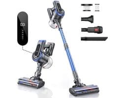 Stofzuiger - Draadloze Stofzuiger - Aanpasbare Zuigkracht - Zonder Zak - LED Scherm - Handheld Verwijderbare - 450W - Smart LCD Touchscreen - Blauw