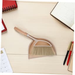 Handveger Stofblik - Mini Bezem - Bureau Schoonmaken - Houten Steel - Compact Formaat - Beige — thumbnail 3