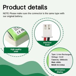 Vervangende Batterij - Accu Stofzuiger - Stofzuigen - Oplaadbaar - 14.4V - Zwart — thumbnail 5