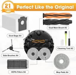 Accessoireset voor Dreame L40s Pro Ultra, X50 Ultra Complete, L50 Pro Ultra en X50 Master - 2 hoofdborstels, 4 stofzakken, 4 HEPA-filters, 4 mopdoeken, 4 zijborstels en meer — thumbnail 4