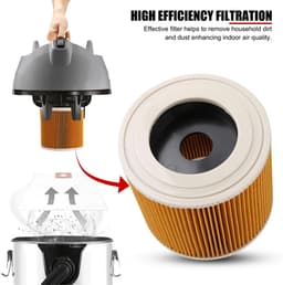 Dailygoods- Luchtfilter vervangend - Hoogwaardig Ari-filter - Geschikt voor Karcher A2004/A2054/A2204/A2656/WD2.250/WD3.200/WD3.300 - Effectieve filtratie - Verbeterde luchtkwaliteit - Bescherming motor en levensduur verlenging - Stofzuigerfilter — thumbnail 5
