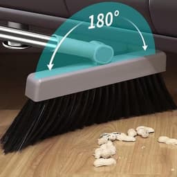 Stoffer en Blik Set - Veegset Schoonmaak - Vloeren Schoonmaken - Roestvrij Materiaal - 3 Delen - Grijs — thumbnail 3