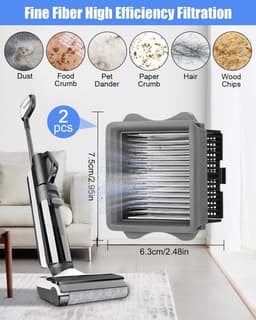 Vervangende rolborstels en filters geschikt voor Tineco Floor One S5 nat- en droogstofzuiger, inclusief 2 rolborstels, 2 filters en 1 reinigingsborstel. — thumbnail 5
