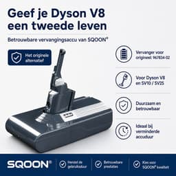 SQOON® Accu geschikt voor Dyson V8 steelstofzuiger - Gelijk aan model: 967834-02 - Li-ion 21,6V 3,0Ah 64,8Wh — thumbnail 5