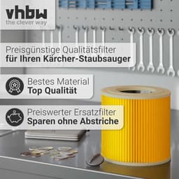 vhbw geplooid filter compatibel met Kärcher WD 2500 M, WD 2200, WD 2240, WD 2400 M, WD 2250, WD 2250 stofzuigers - cartridgefilter geel, wasbaar — thumbnail 4