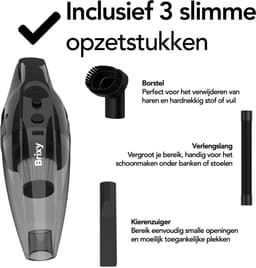 Brixy Kruimeldief Snoerloos - Handstofzuiger - Incl. Opzetstukken - Kruimelzuiger - Grijs — thumbnail 4