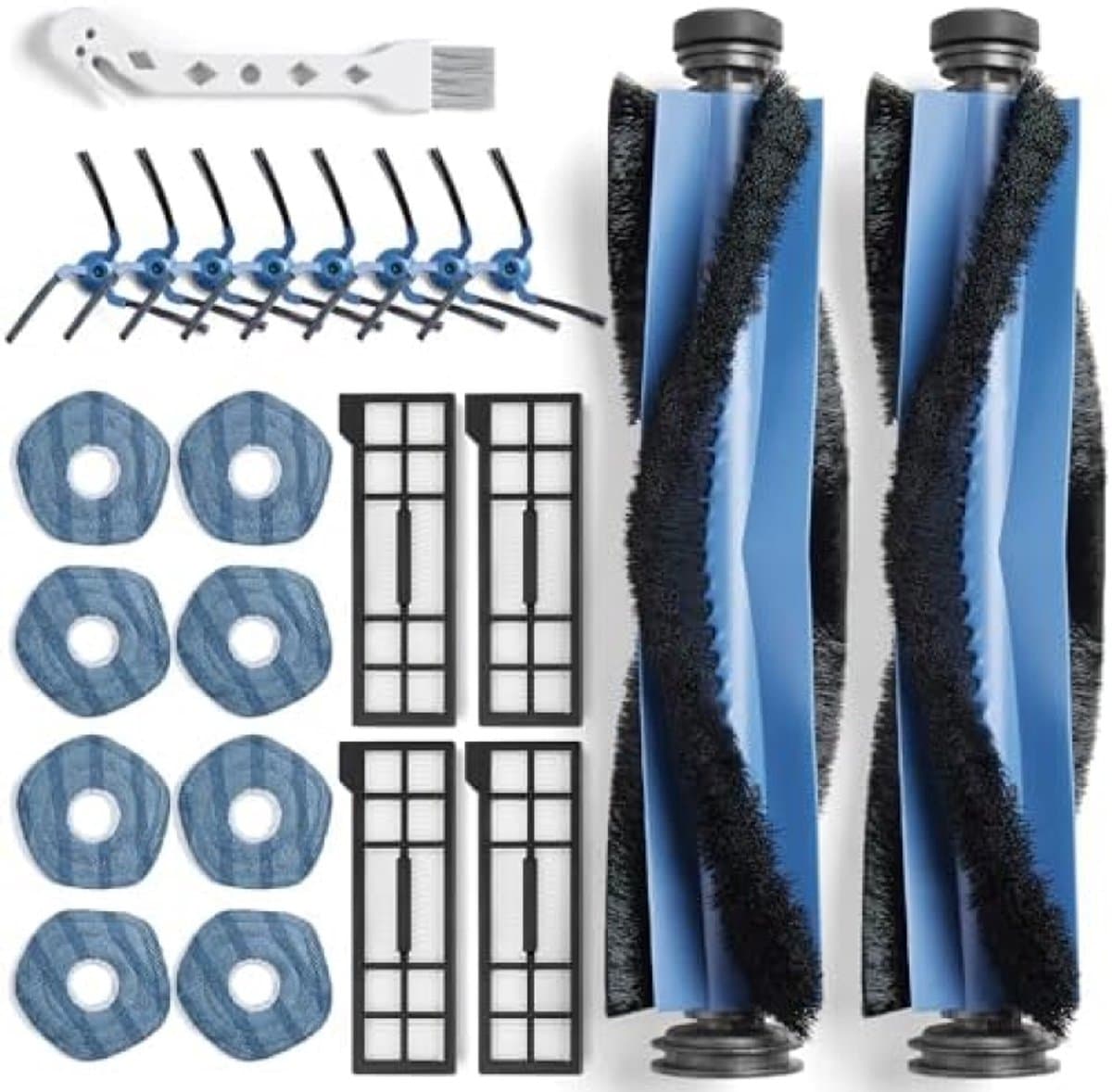 23 Stuks vervangende accessoires Geschikt voor Eufy X10 Pro Omni stofzuiger, accessoireset met 2 hoofdborstels, 4 filters, 8 reinigingsdoeken, 8 zijborstels, 1 reinigingsborstel — afbeelding 1