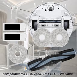 geschikt voor Ecovacs Deebot T20 OMNI / T20e OMNI, Stofzuiger Vervangingsonderdelen Accessoireset, 1 Hoofdborstel, 4 HEPA-filters, 4 Reinigingsdoeken, 4 Stofzakken, 8 Zijborstels, 1 Reinigingsborstel — thumbnail 4