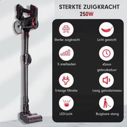 AG4000+ Steelstofzuiger Draadloos - 90 (!) Minuten Stofzuigen- Inclusief Extra Batterij -Stofzuiger Zonder Zak - Ook Dierenharen- Kruimeldief- Draadloze Stofzuigers - Steelstofzuigers - Kruimelzuiger - 250Watt - Sterke Zuigkracht - Compact & Licht — thumbnail 3