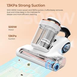 JIGOO J300 Dual-Cup Smart Anti-Mijt Stofzuiger Voor Bed, 13KPa Zuigkracht, 55 Celsius Hete Lucht, UV Licht, 99,9% Verwijdert Mijten, 0,5L Stofbeker — thumbnail 2