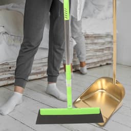 Staande stoffer - Veegset lange steel - Huishoudelijk schoonmaken - Verdikt roestvrij staal - 80 cm lengte - Goud — thumbnail 2