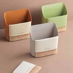 Kleine bezem stofpan - Mini schoonmaakset - Bureau reinigen - Ruimtebesparend ontwerp - 17 x 16 x 8 cm - Grijs — thumbnail 4