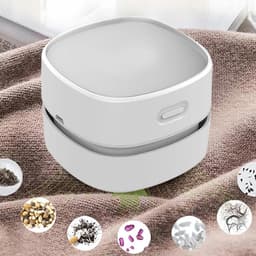Tafelstofzuiger Mini - Bureau Reiniger - Desktop Schoonmaken - Hoge Zuigkracht - Batterij Aangedreven - Wit — thumbnail 3