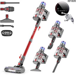 Steelstofzuiger Draadloos - Krachtige Zuiger - Huis Schoonmaken - Zelfstandig Staand - 600 Watt - Rood — thumbnail 1