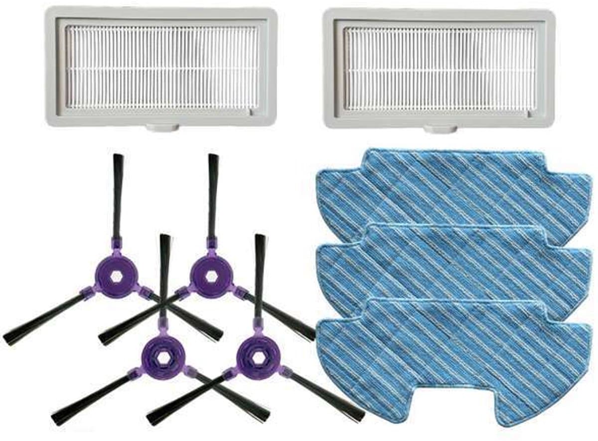 9stuks - geschikt voor Samsung Powerbot-E VR05R5050WK robotstofzuiger - accessoireset - 3 dweildoeken, 2 filters en 4 zijborstels. — afbeelding 1