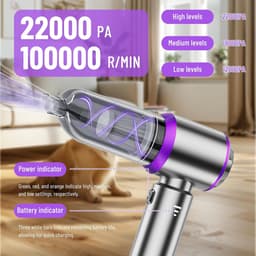 Draadloze Kruimeldief - Mini Stofzuiger - Auto Interieur Reinigen - 4-in-1 Multifunctioneel - 22000 Pa - Lila — thumbnail 2