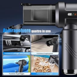 Handstofzuiger Draadloos - Accu Stofzuiger - Auto en Huis - 4-in-1 Multifunctioneel - 25000 Pa - Grijs — thumbnail 5