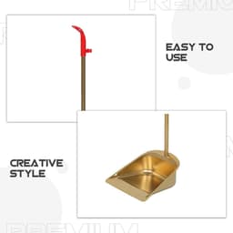 Stoffer en blik - Vuilnisschep - Efficiënt schoonmaken - Brede schepmond - 82 cm lang - Goud — thumbnail 3