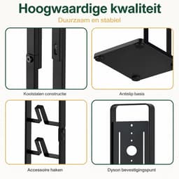 Vloerstandaard voor Stofzuiger - Universele Stofzuigerhouder zonder Boren - Vrijstaande Opbergstandaard van Koolstofstaal - Zwart — thumbnail 5