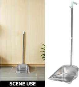Stofblik met steel - Veegblik metaal - Staand schoonmaken - Roestvrij staal - 80 cm lengte - Zilver — thumbnail 5