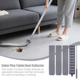 Intrekbare Stofreiniger - Vlakmop Microvezel - Huis Reinigen - 360 Graden Draaibare Kop - 42 Cm - Grijs — thumbnail 5