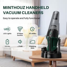Draagbare Kruimeldief - Handstofzuiger Auto - Snelle Schoonmaak - 120W Krachtige Motor - 800ml Reservoir - Donkergroen — thumbnail 4