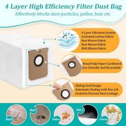 14 stuks stofzuigerzakken voor Eufy L50 SES L60 SES - voor Conga Home 10000, 8090 Ultra, 9090 AI - voor Haier H9 + - vervangende zak robotstofzuiger — thumbnail 5