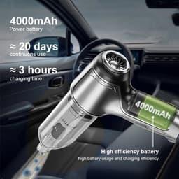 Draagbare Kruimelzuiger - Handstofzuiger Auto - Snel Schoonmaken - Krachtige Zuigkracht - 500 gram - Grijs — thumbnail 3
