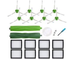 Set van 20 - Stofzuiger Vervangingsset - geschikt voor iRobot Roomba I7+ E5 E6 i7 - E5 - E6 - E7 – 2Borstel Kit – 8HEPA Filter – 8Zijborstel - Een flexibele borstel, een schroevendraaier en drie schroeven - Onderhoudsset