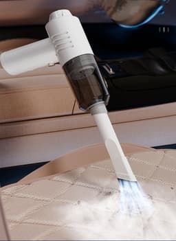 Draagbare mini-handstofzuiger voor in de auto - Krachtige draadloze stofzuiger - Lichtgewicht - Gemakkelijk vast te houden - Elektrische luchtblazer, kleine stofzuiger voor thuis, keuken, cadeau - wit — thumbnail 5