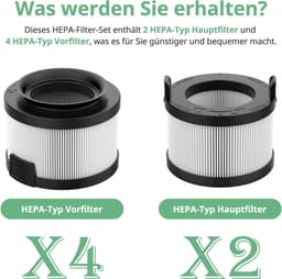 HEPA vervangingsfilters voor VortexIQ 40 accustofzuiger - set van 2 hoofdfilters en 4 reserveonderdelen — thumbnail 2