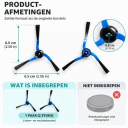 Zijborstels voor robotstofzuiger - 6 stuks - Zwart/Blauw — thumbnail 3