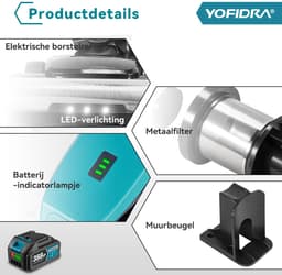 Yofidra Draadloze steelstofzuiger - 30 kPa Steelstofzuiger - Accustofzuiger - mit 2x Accu‘s - 2 snelheden - Voor Tapijt, Harde Vloeren en Dierenhaar — thumbnail 3