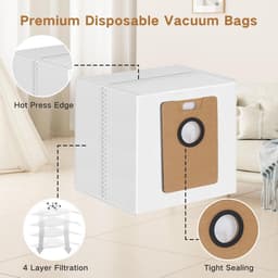 SnelShoppen - 12 Stuks Stofzuigerzakken voor Robotstofzuiger, Perfecte Pasvorm en Sterke Afsluiting, 3.5L Capaciteit, Vervangingszakken voor Tapo RV30 — thumbnail 2