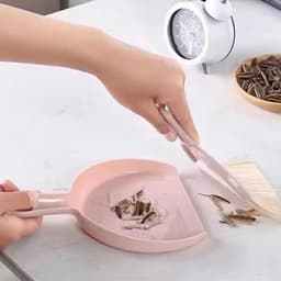 Kleine bezem stoffer - Mini schoonmaakset - Snel opruimen - Zachte borstelharen - Compact ontwerp - Grijs — thumbnail 3