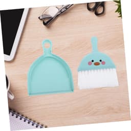 Mini Bezem Stoffer Set - Kleine Veegset - Bureau Reinigen - Compact Lichtgewicht - 19.5 cm - Hemelsblauw — thumbnail 4
