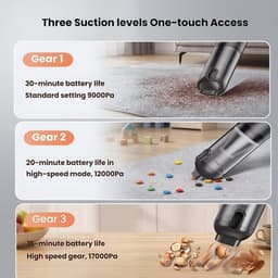 KZQ Draadloze handheld stofzuiger 17000Pa met borstelloze motor - HD-display en 30 minuten gebruiksduur - Lichtgewicht voor auto detailing en huisdierharen - USB-C snel opladen - Zwart — thumbnail 2