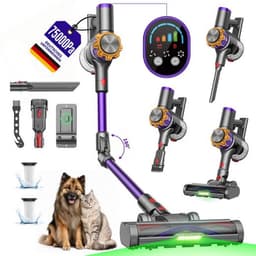 FOSMET Draadloze Hand & Steelstofzuiger - 75000Pa / 600W / 70 Min - Accustofzuiger Zonder Zak - Zelfstandig Staand - Flexibel Buiggewricht - 1,2L Reservoir - Anti-Tangle - Groene LED - Voor Harde Vloeren, Tapijt, Dierenharen & Auto — thumbnail 1