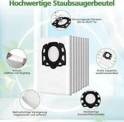SnelShoppen - Stofzuigerzakken voor Kärcher WD3S WD 3S WD2 Plus KFI 357 SE4001 SE4002 KWD1 - 12 Stuks Lichtgewicht Nylon — thumbnail 1