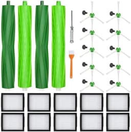 Reserveonderdelen voor iRobot Roomba E & I-serie i7 i7+ i3 i3+ i4 i4+ i6 i6+ i8 i8+ E5 E6 E7, reserveaccessoires voor Roomba i7 met 4 rubberen borstels, 10 Hepa-filters, 10 zijborstels — thumbnail 1
