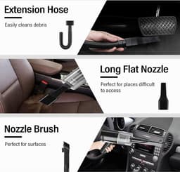 Handstofzuiger voor de auto - Oplaadbaar - 4000 mAh - HEPA-filter - Draagbaar - Autostofzuiger - Huis - Auto - Kantoor — thumbnail 5