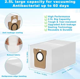 12 stuks stofzakken voor Dreame L10s Ultra en L20 Ultra - stofzuigerzakken voor Dreame L10 Ultra en L20 Ultra - automatisch reinigingsstation - 25 liter grote capaciteit - accessoires — thumbnail 1