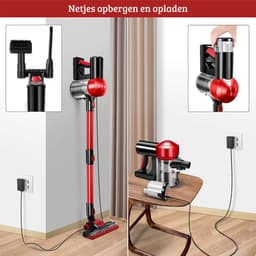 Stofzuiger zonder Zak – Op Accu – Tapijtreiniger – Vacuum Cleaner – Vlekkenreiniger – Draadloos – 150W – Rood — thumbnail 3