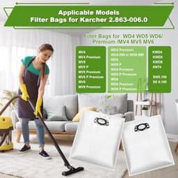 PromoHome 15 stuks vliesfilterzak vervanging geschikt voor Karcher WD4, WD5, WD5 P, stoffilterzak voor de Kärcher stofzuiger MV4,MK5,MV6 voor de stofzuiger en de nat-droogzuiger, vervanging 2.863-006.0 — thumbnail 3