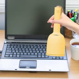 Kleine Stofreiniger - Draagbare Stofzuiger - Bureau Schoonmaken - Krachtige Zuigkracht - 18.7L x 7W cm - Geel — thumbnail 2