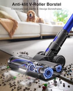Draadloze Stofzuiger - Steelstofzuiger Accu - Huis Reinigen - Anti-klit Borstel - 65 Min Werktijd - Blauw — thumbnail 5