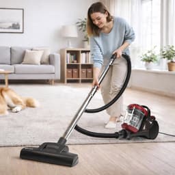 Zakloze Stofzuiger - Cilinder Stofzuiger - Efficiënt Schoonmaken - HEPA-hygiënesysteem - 2.5 Liter - Rood — thumbnail 3