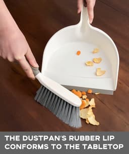 Stofpan en Borstel - Handbezem Set - Kleine Klusjes - Lekvrije Rubberlip - Set van 3 - Beige — thumbnail 2