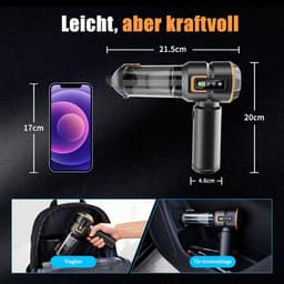 Draagbare Kruimeldief - Mini Stofzuiger - Auto Interieur Reinigen - 23000Pa Krachtige Zuigkracht - 30 Min Werktijd - Zwart Goud — thumbnail 2